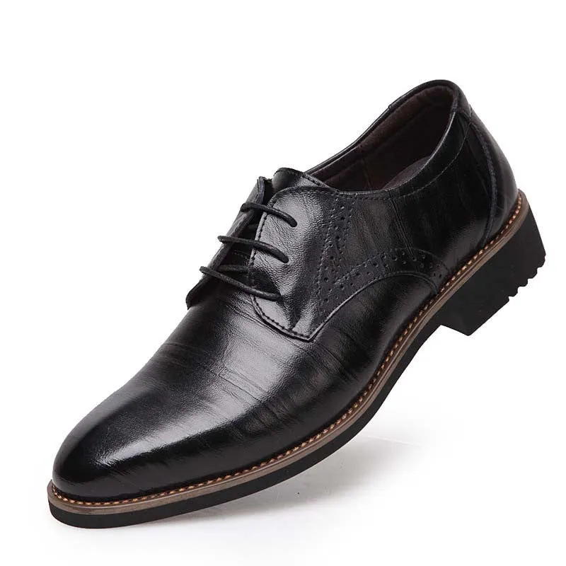 100% Genuine Leather Mens Dress Shoes, High Quality Oxford Shoes For Men, Lace-Up Business Men Shoes, Brand Men Wedding Shoes