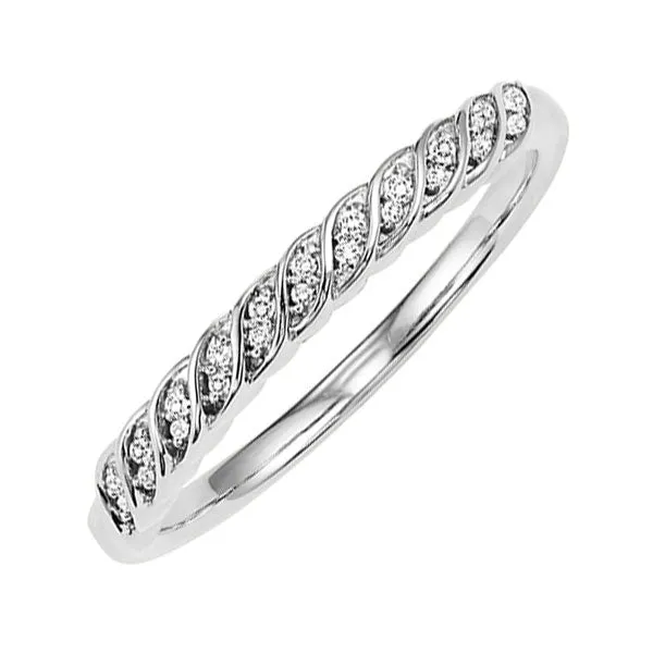 14KT White Gold & Diamond Classic Book Stackable Fashion Ring  - 1/10 ctw