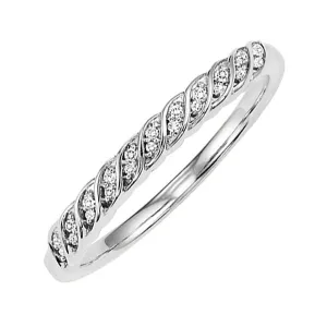 14KT White Gold & Diamond Classic Book Stackable Fashion Ring  - 1/10 ctw