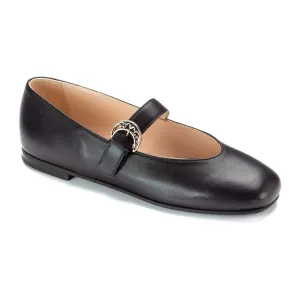 1571 - Black Leather Teen Mary Jane Flats