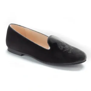1686 - Grey Velvet Smoking Loafer for Girl by London Kids
