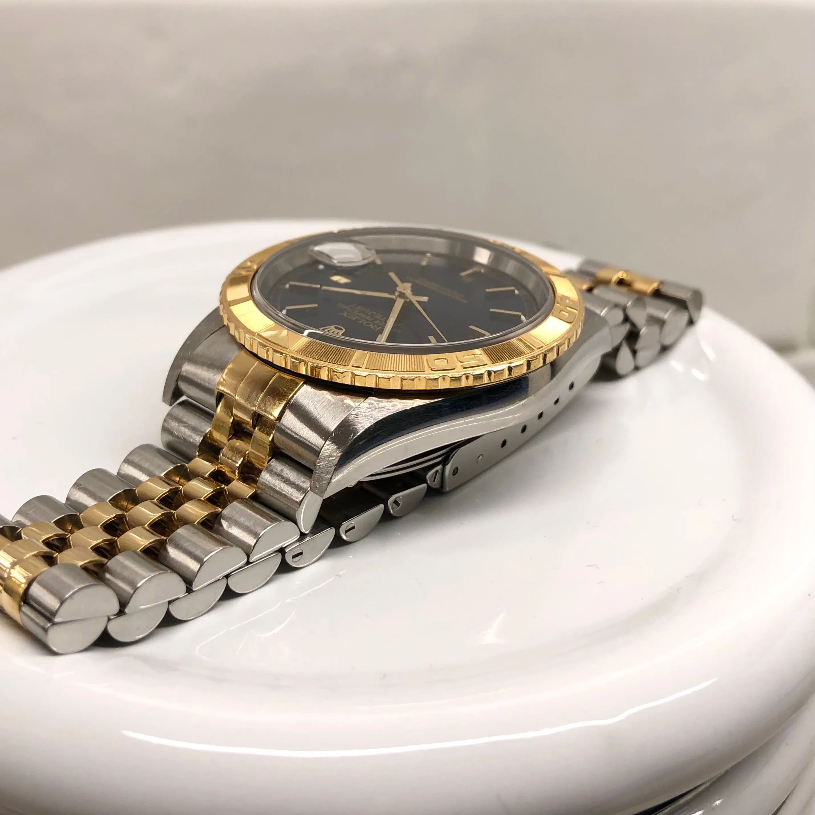 2000 Rolex Datejust Thunderbird 16263 Turn-O-Graph Blue Two Tone Jubilee Wristwatch