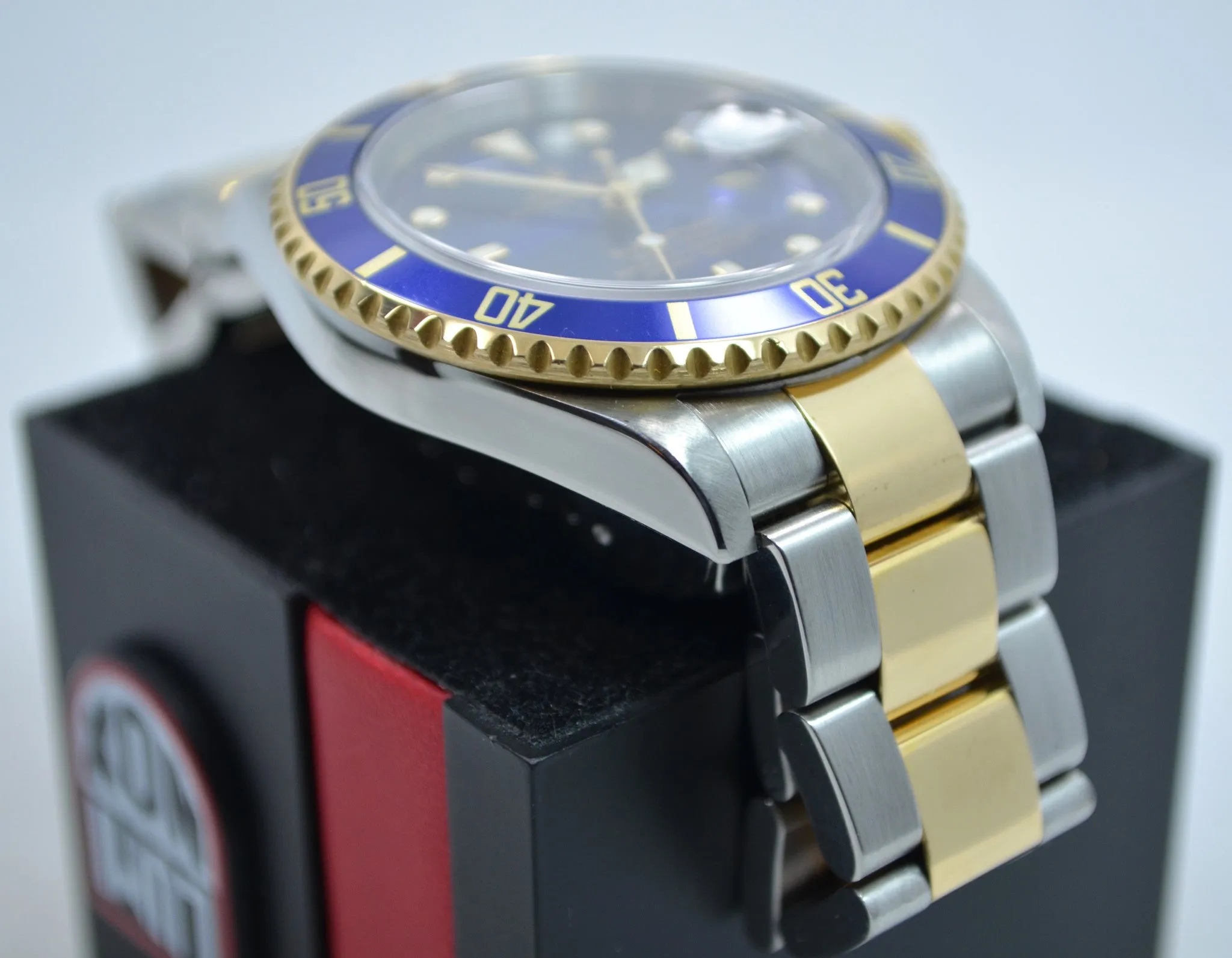 2001 Rolex Submariner 16613 T Blue Two Tone 18K Gold Steel "F" Serial Wristwatch Box Papers