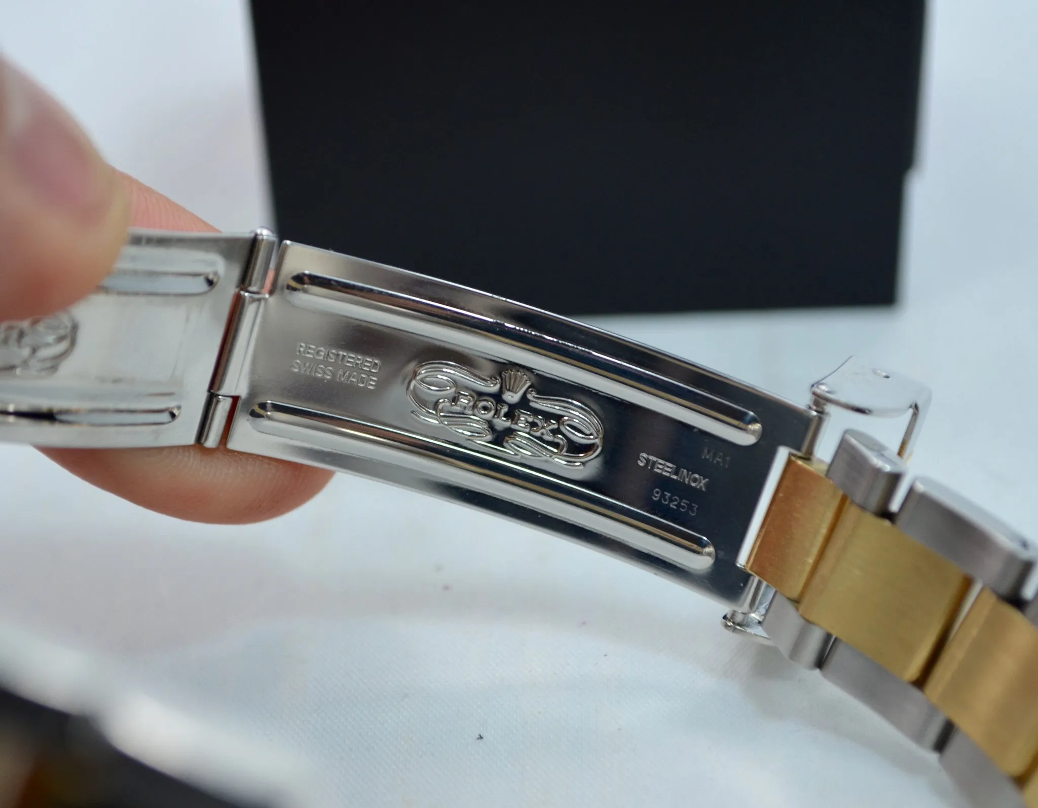 2001 Rolex Submariner 16613 T Blue Two Tone 18K Gold Steel "F" Serial Wristwatch Box Papers