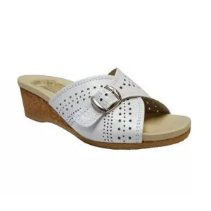 #251 Classic Perforated Mule | White