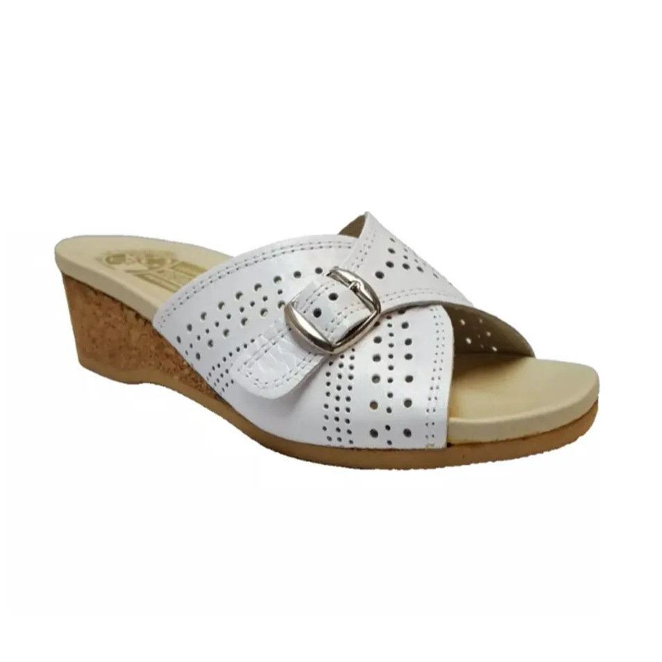 #251 Classic Perforated Mule | White