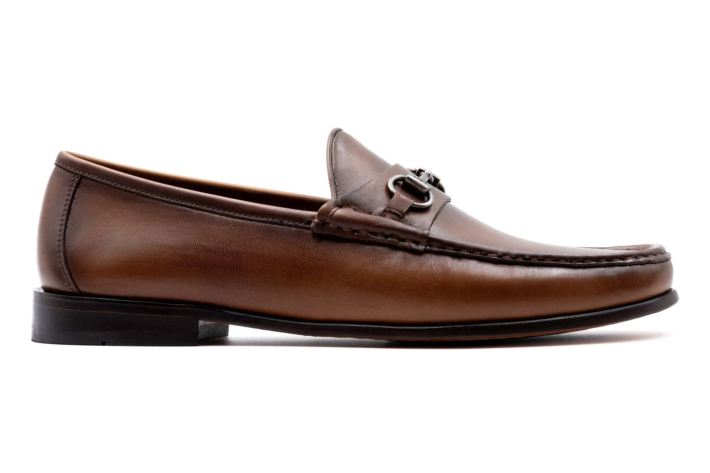 Addison Calf Leather Horse Bit Loafers - Brandy