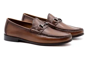 Addison Calf Leather Horse Bit Loafers - Brandy