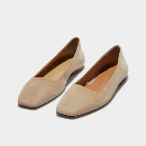Aeyde Women’s Ida Suede Flats – Latte Beige Leather, Size 38.5 (US 8.5)