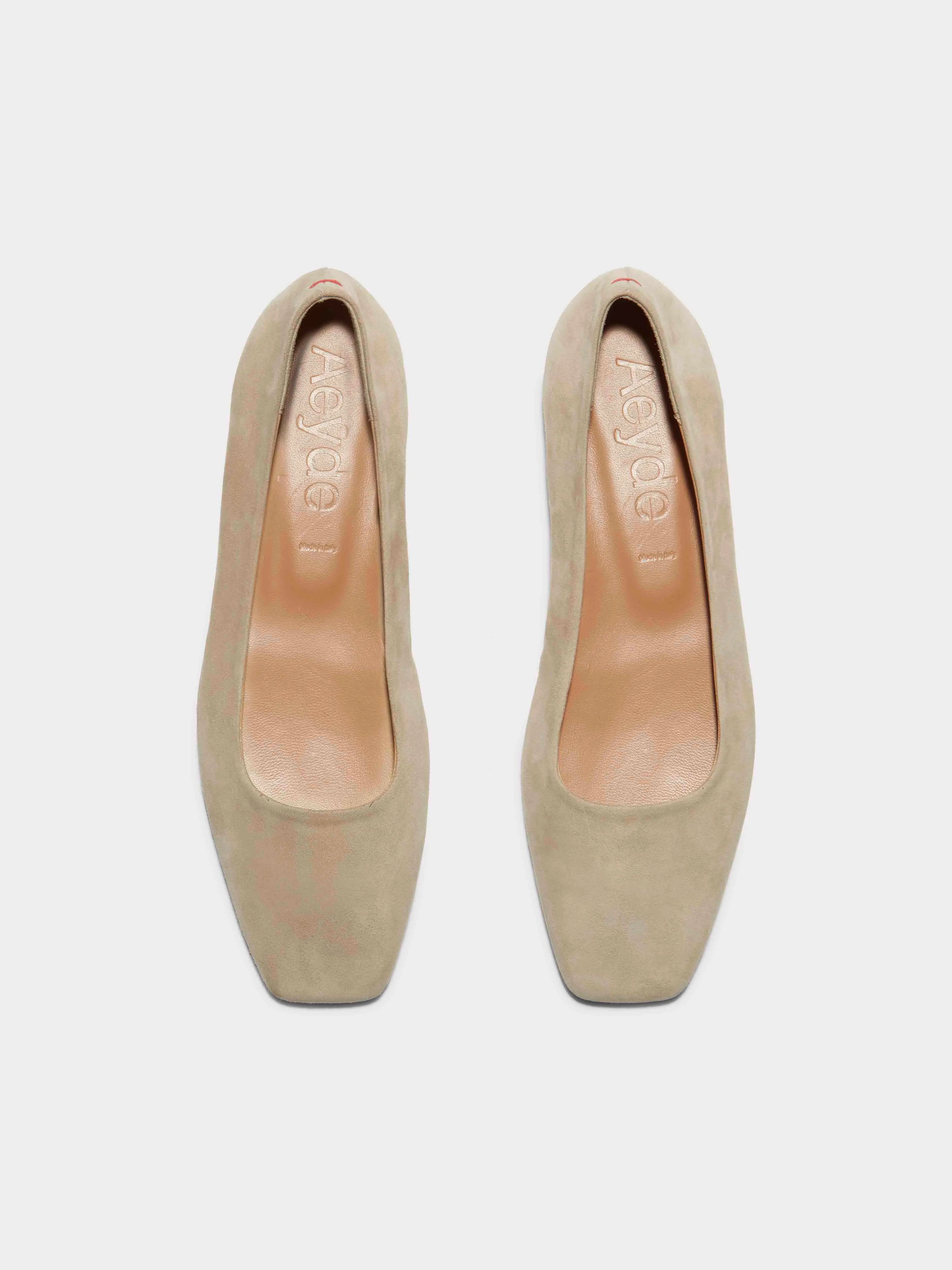 Aeyde Women’s Ida Suede Flats – Latte Beige Leather, Size 38.5 (US 8.5)