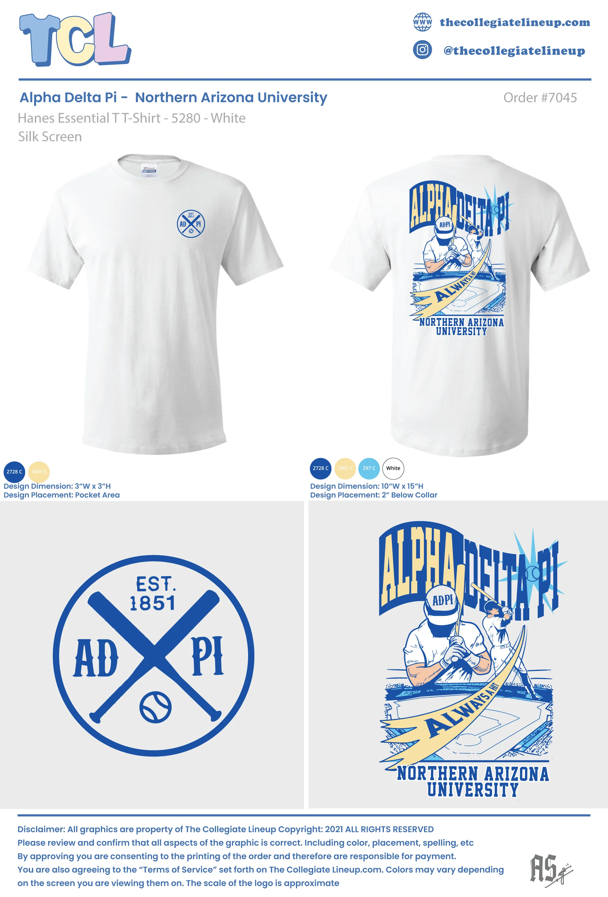 Alpha Delta Pi Northern Arizona University #7045 Individual Shipping