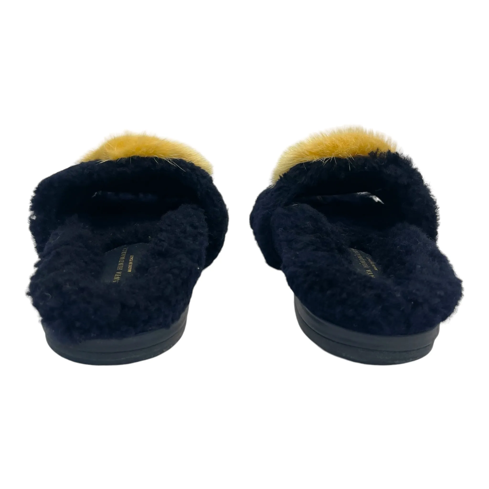 Anya Hindmarch Smiley Shearling And Fur Flat Slides Size EU 35