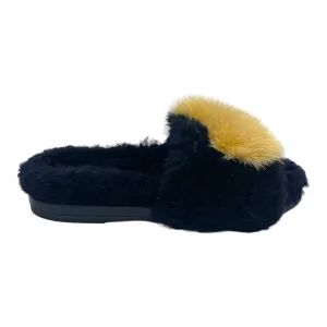 Anya Hindmarch Smiley Shearling And Fur Flat Slides Size EU 35