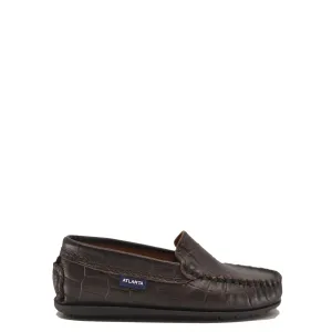 Atlanta Mocassin Dark Brown Croc Loafer