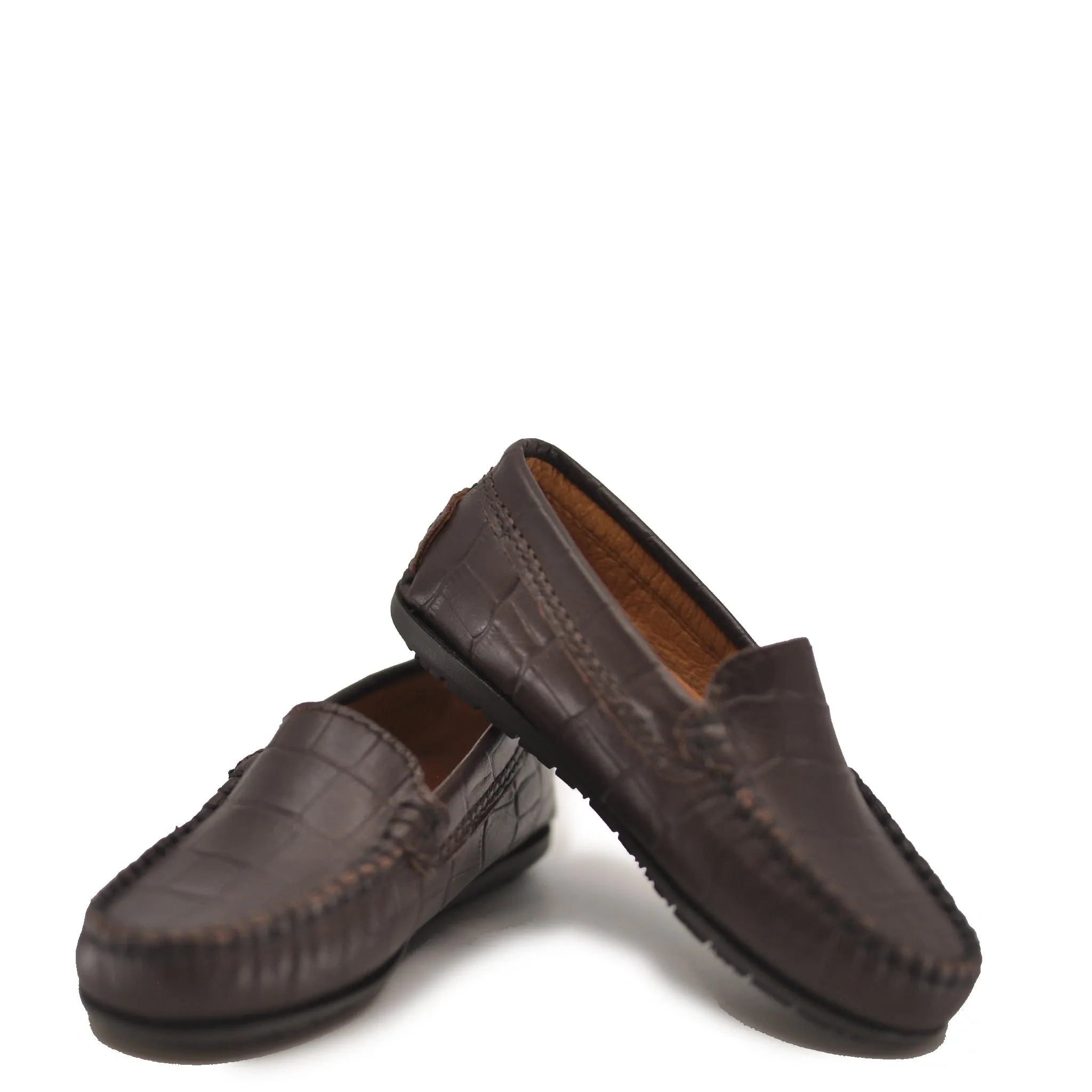 Atlanta Mocassin Dark Brown Croc Loafer