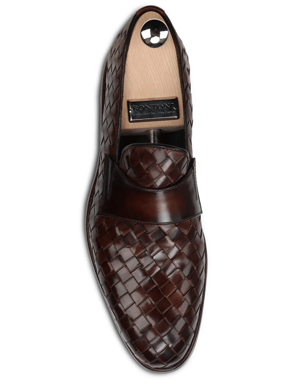 Attraente Woven Leather Loafer in Medium Chocolate