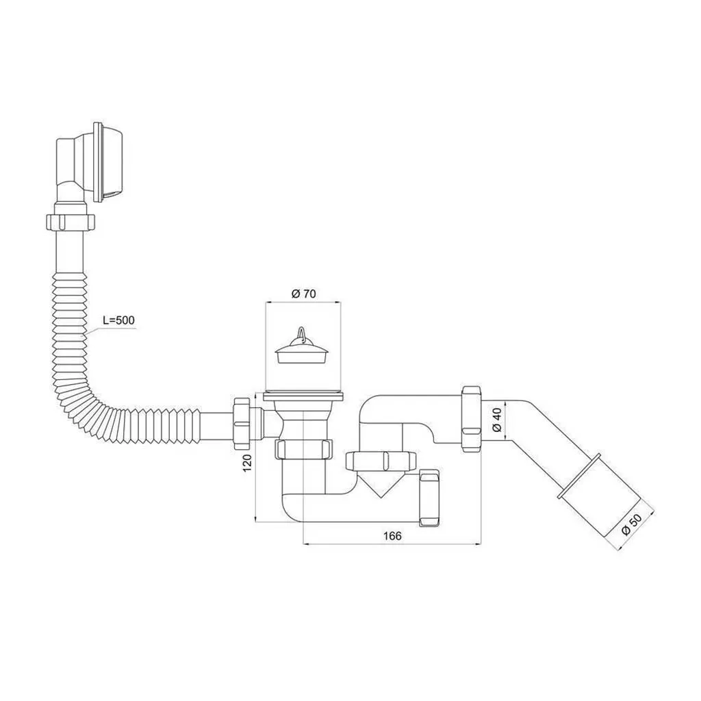 Bathtub Waste Trap Set With Bath Plug And Overflow