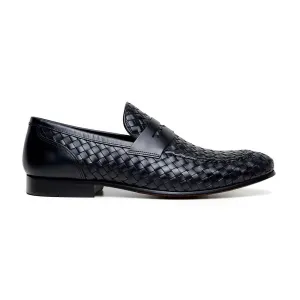 Belvedere Studio Luca in Black Woven Penny Loafer