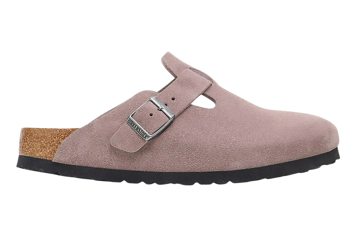 Birkenstock Boston R Soft Footbed Faded Purple Suede Leather Womens
