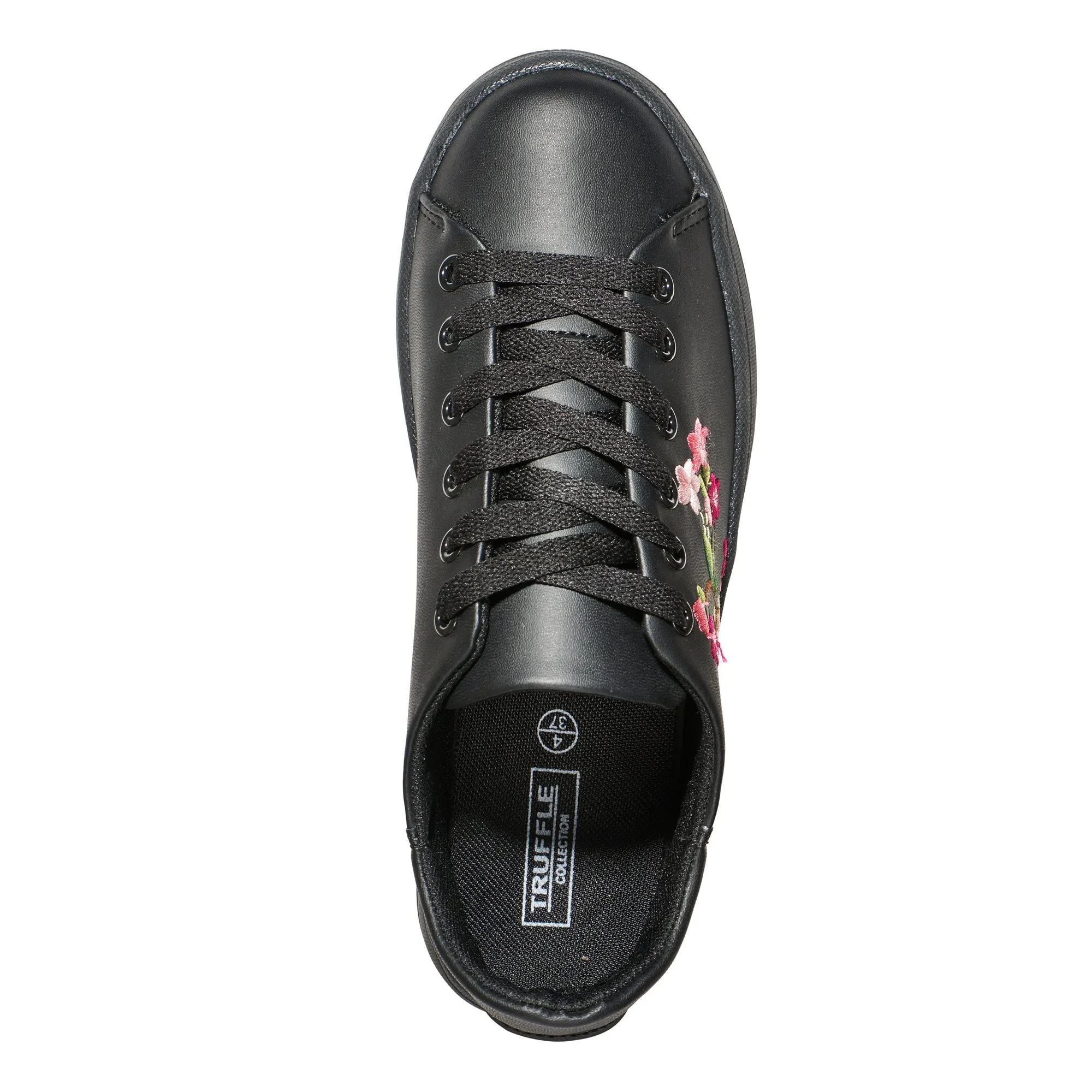 Black Floral Lace Up Trainer