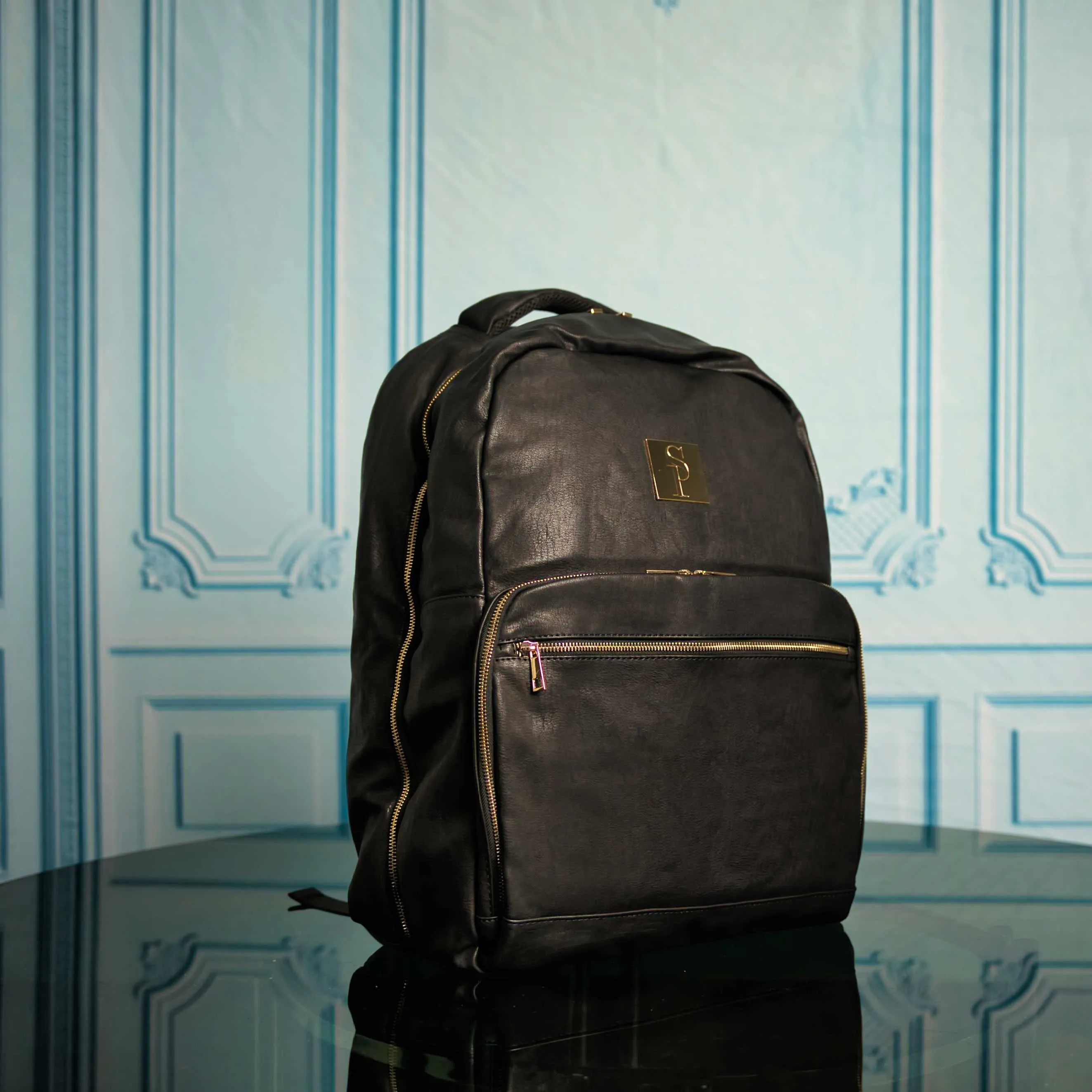 Black Leather 3 Bag Set (Signature Backpack, Commuter Bookbag, and Duffle Bag)