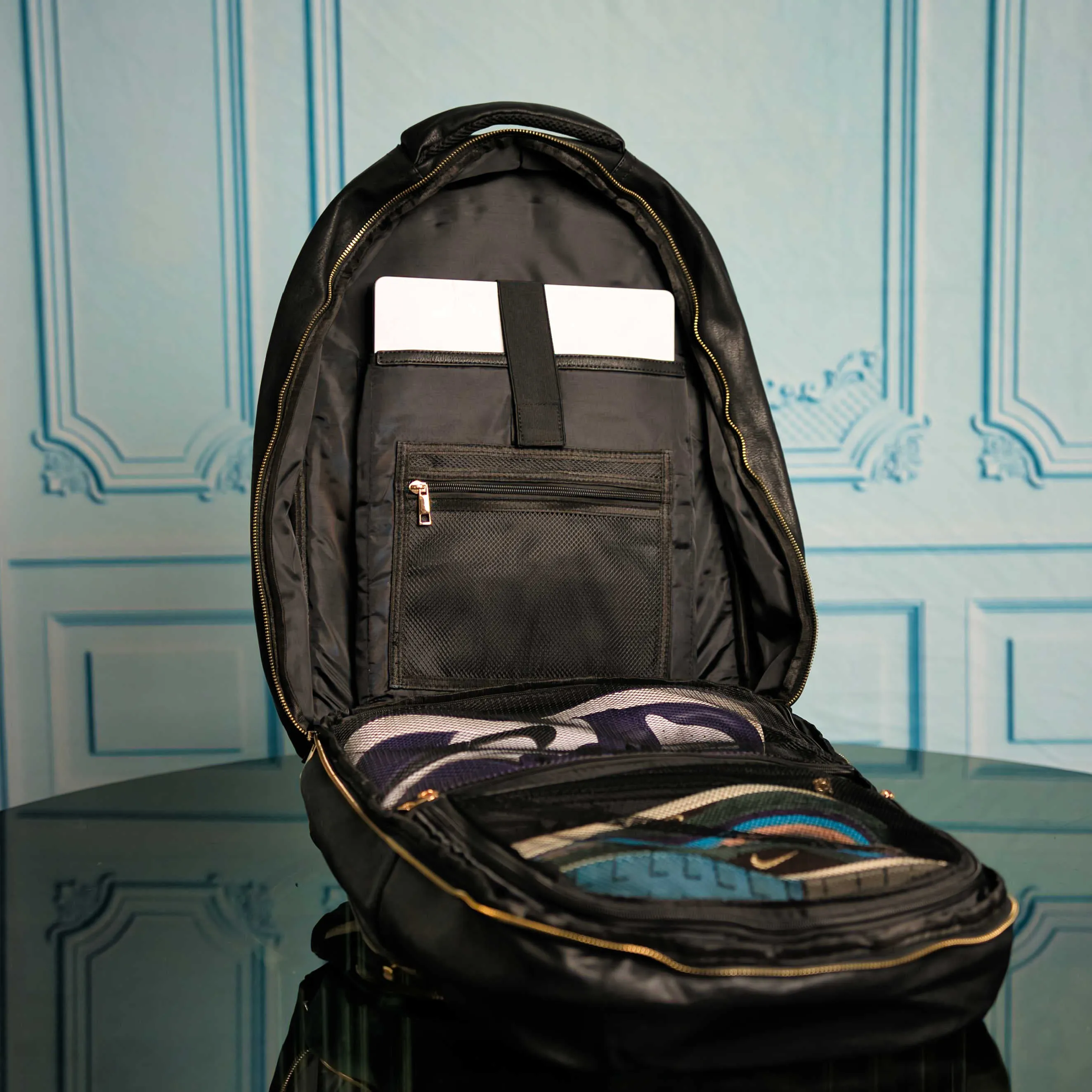 Black Leather 3 Bag Set (Signature Backpack, Commuter Bookbag, and Duffle Bag)