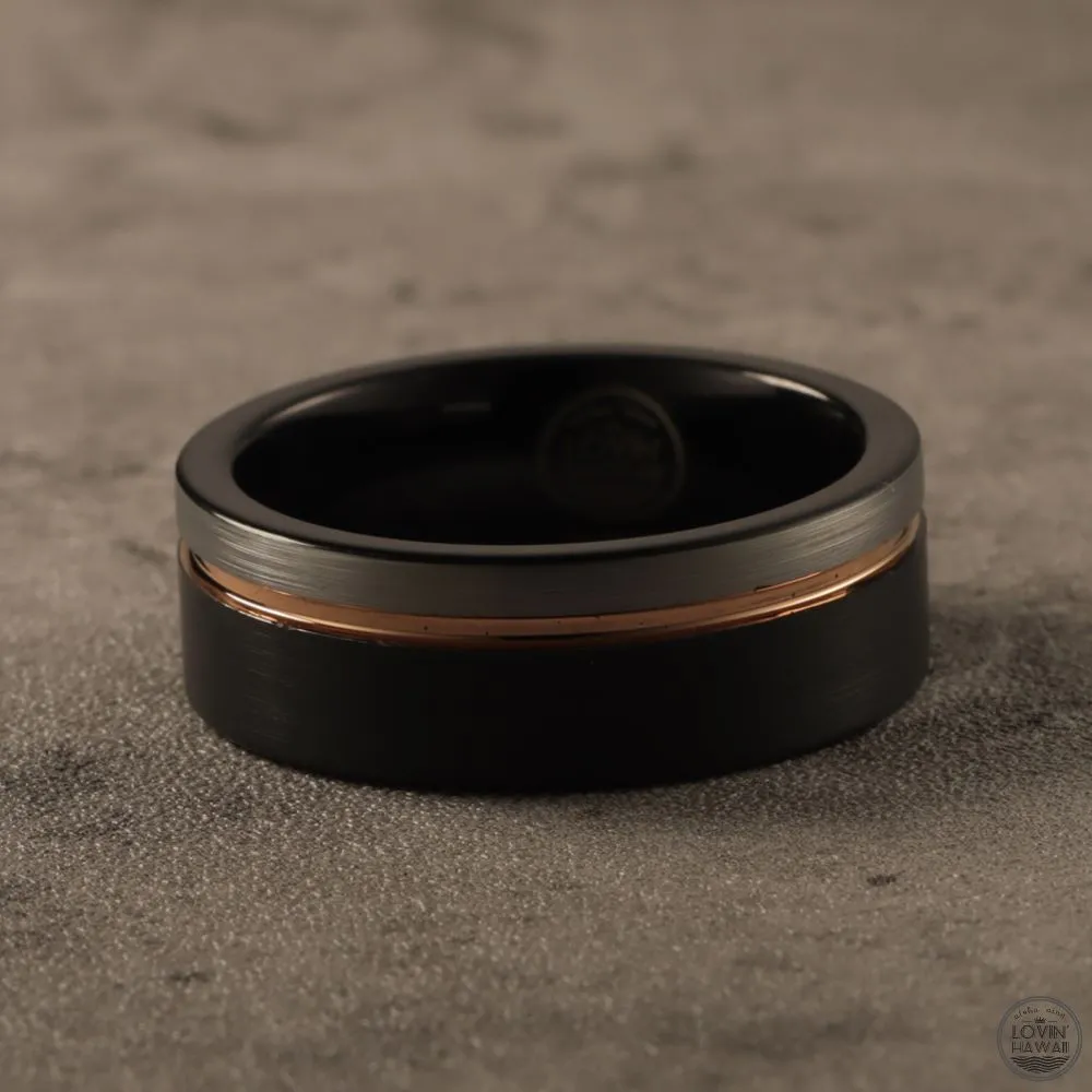 Black Tungsten Ring, Brushed Finished (8mm Width, Comfort  Fit)
