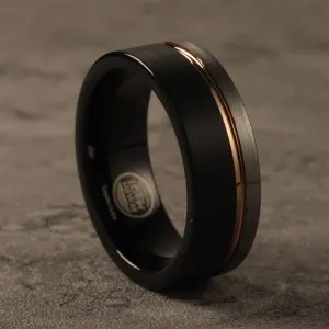 Black Tungsten Ring, Brushed Finished (8mm Width, Comfort  Fit)