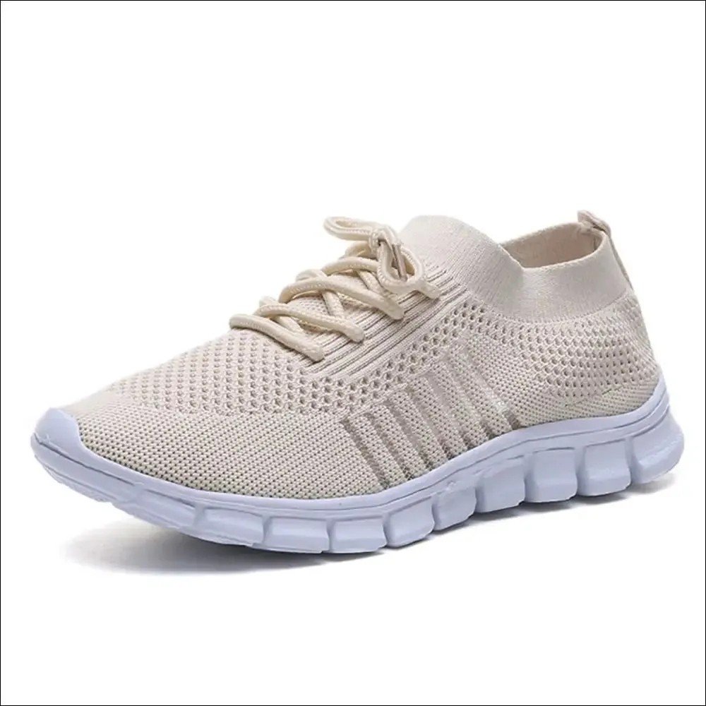 Breathable Mesh Round Toe Lace Up Sneakers for Women