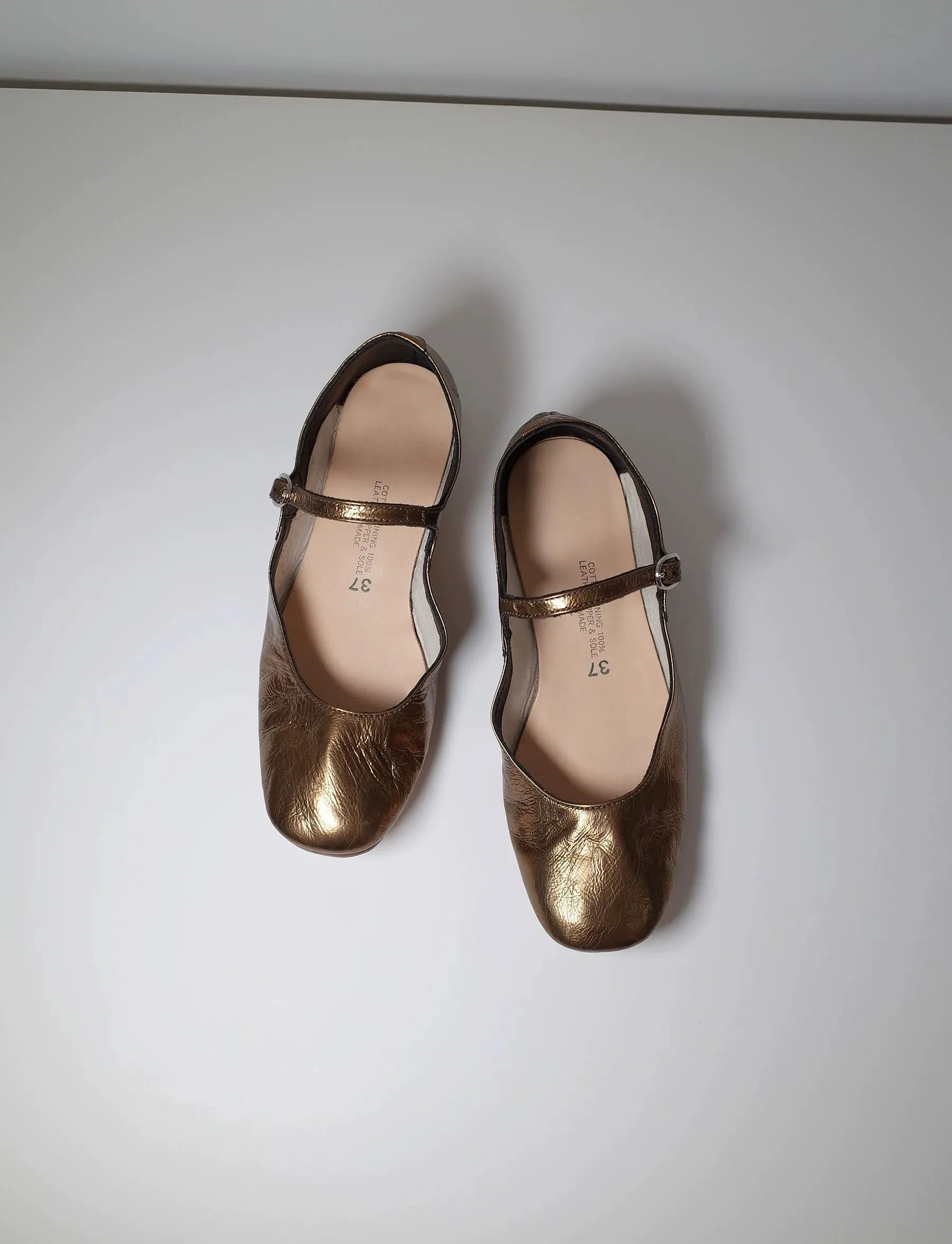 Bronze Mary Jane Flats