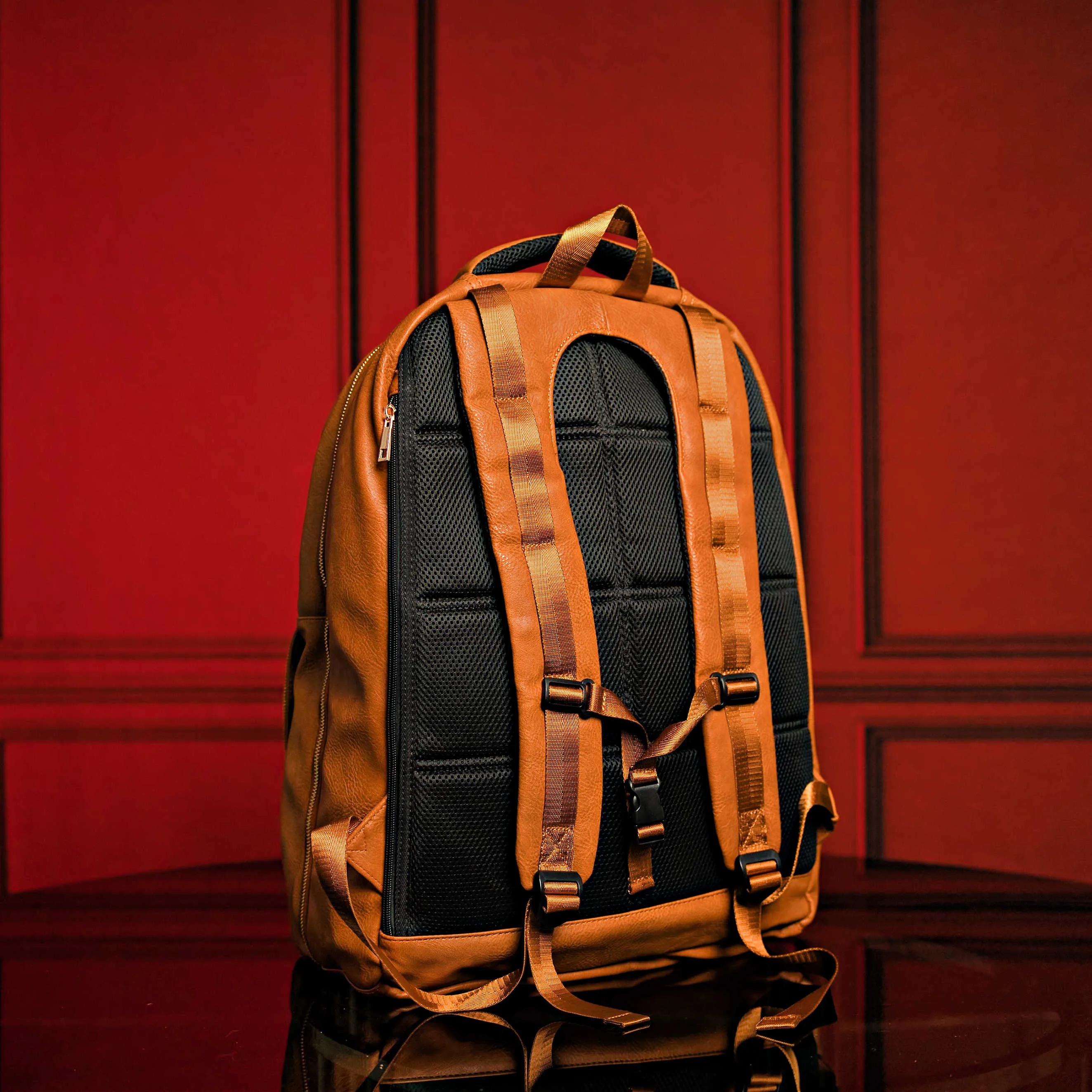 Brown Leather Roller Carry-on Set