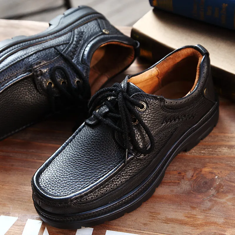 Business Shoes Black-Brown Boots, Top Layer Cowhide Leather