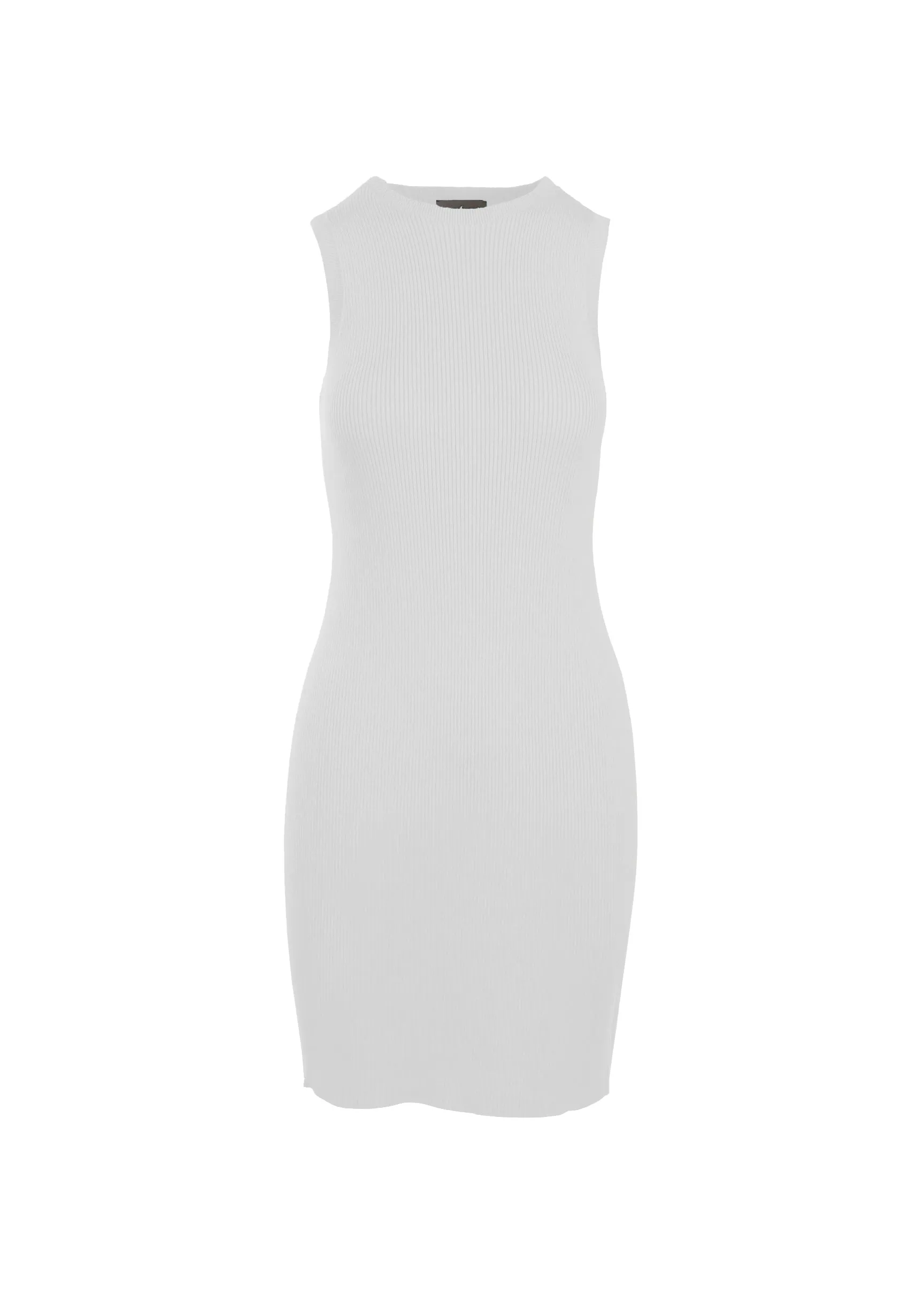 CAITLIN SLEEVELESS RIB DRESS - WHITE