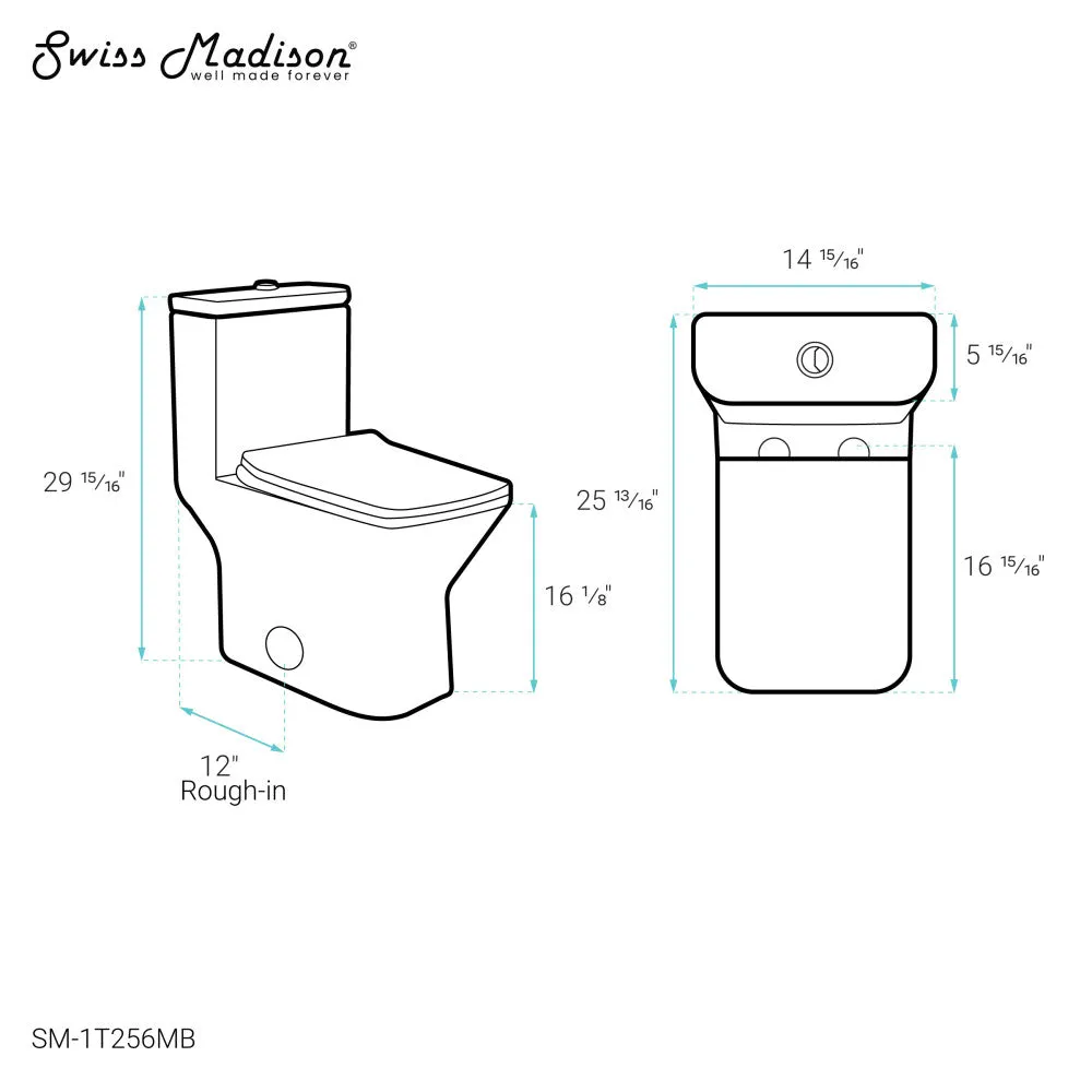 Carre One-Piece Square Toilet Dual-Flush in Matte Black 1.1/1.6 gpf