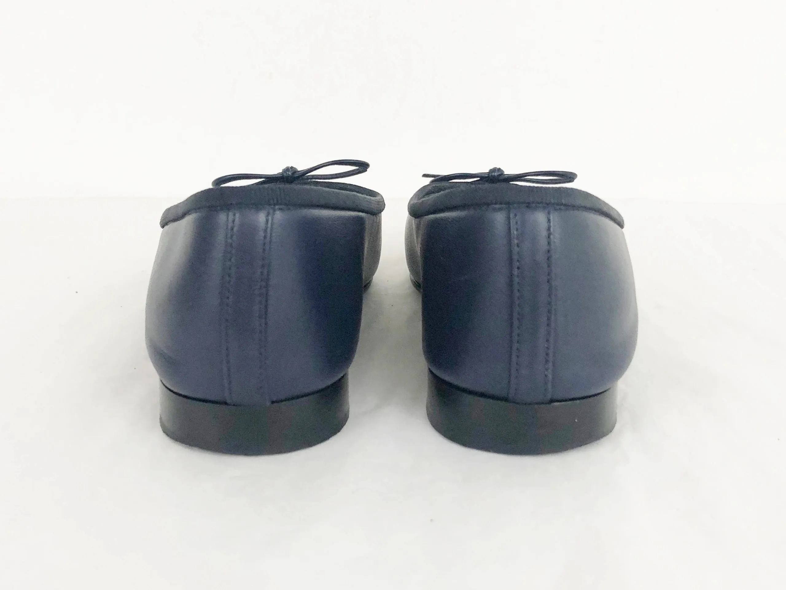 Chanel Blue Leather Ballet Flats Size 35.5 It (5.5 Us)