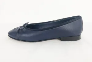 Chanel Blue Leather Ballet Flats Size 35.5 It (5.5 Us)