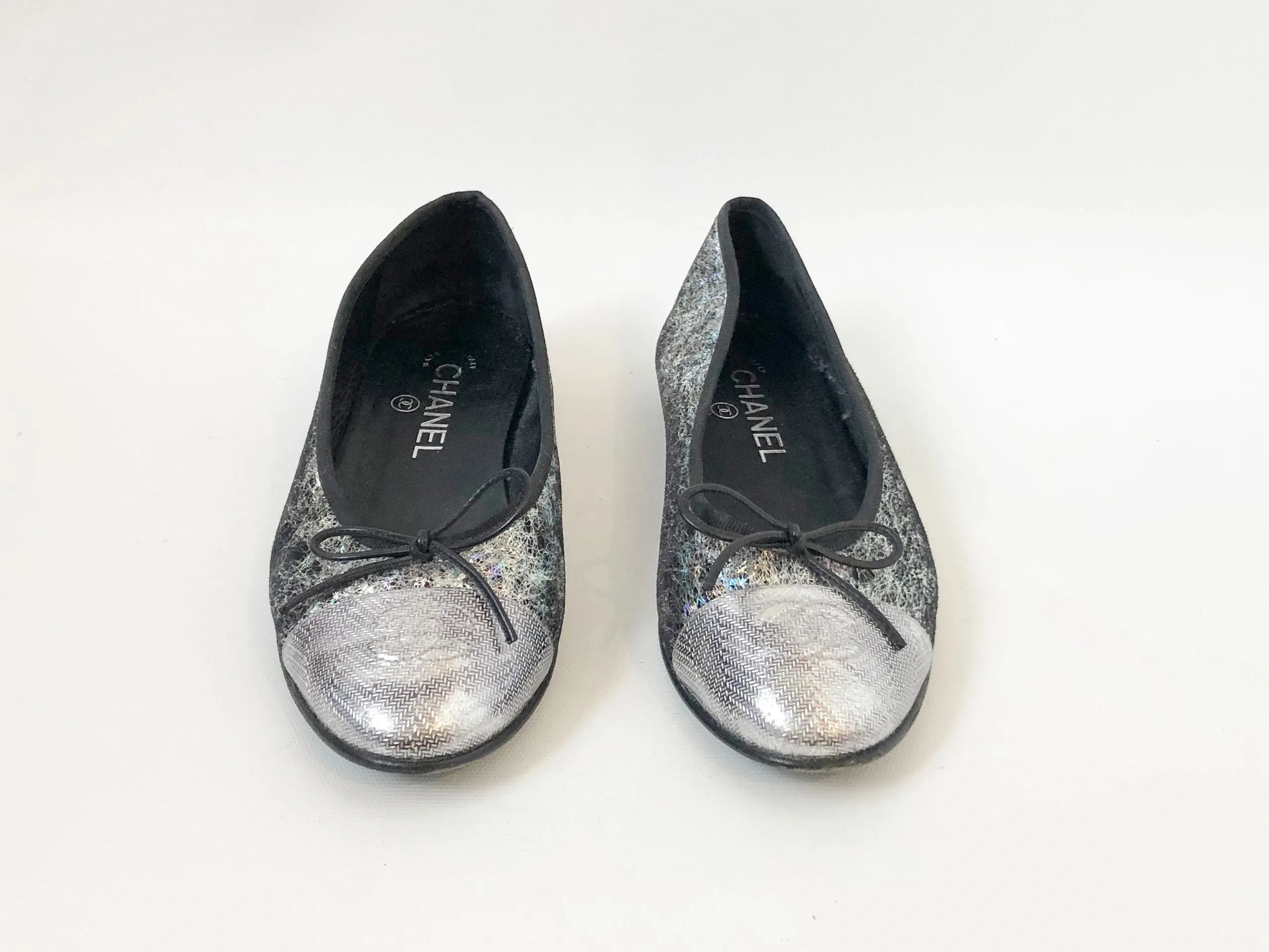 Chanel Metallic Ballet Flats Size 37 It (7 Us)