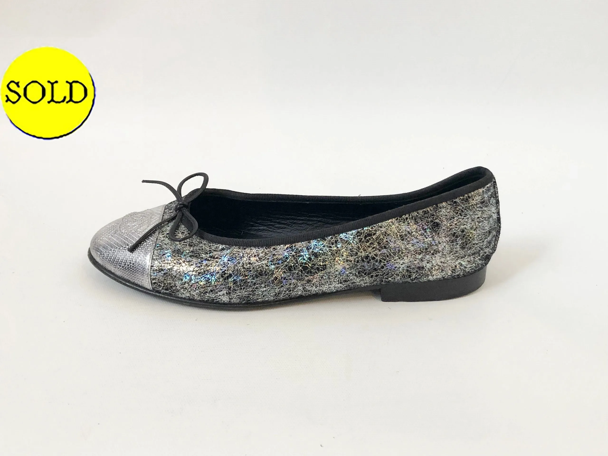 Chanel Metallic Ballet Flats Size 37 It (7 Us)