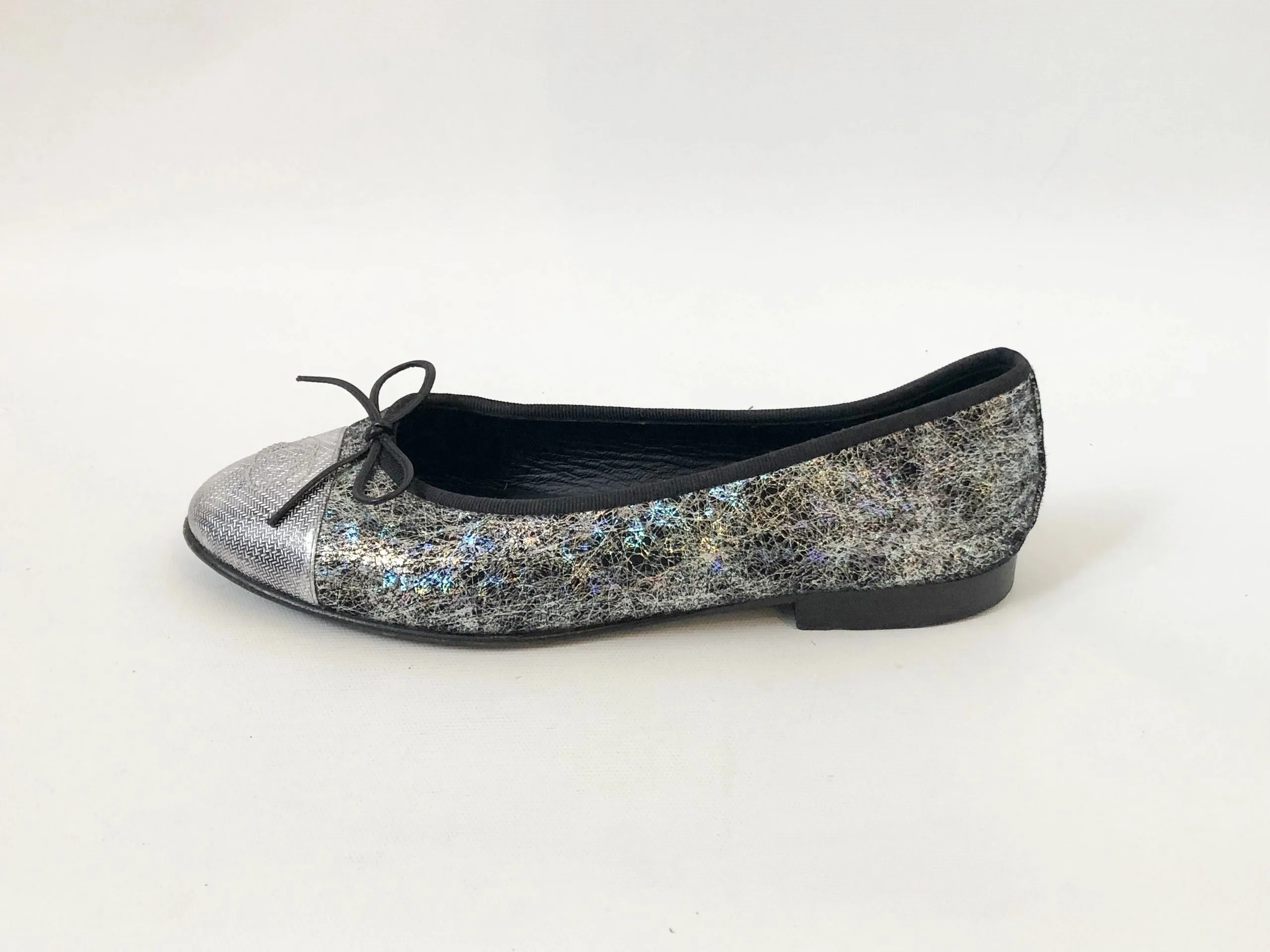 Chanel Metallic Ballet Flats Size 37 It (7 Us)