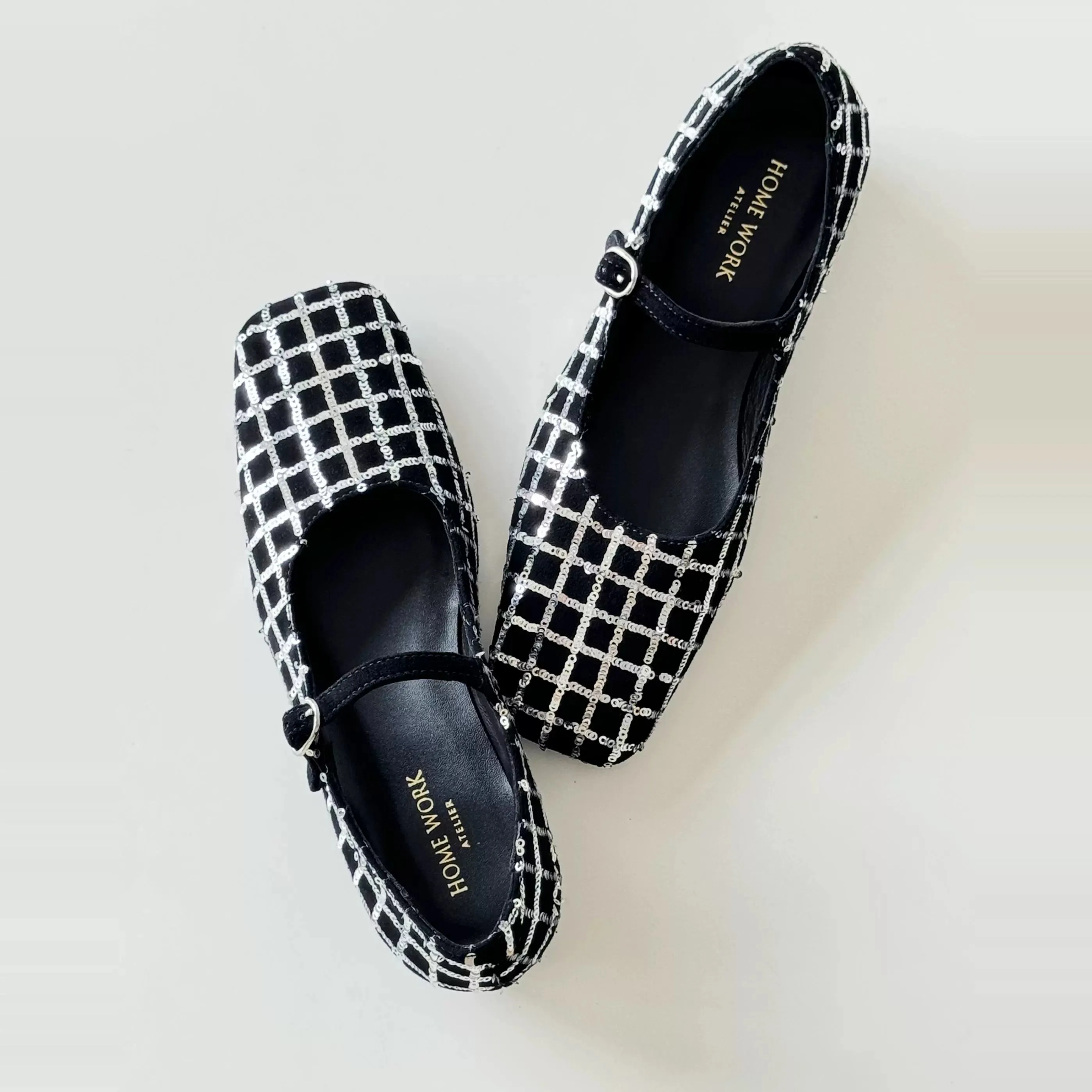 Checkered Sequin Mary Janes