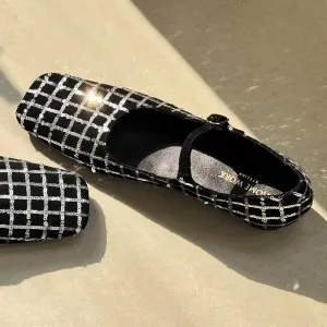 Checkered Sequin Mary Janes