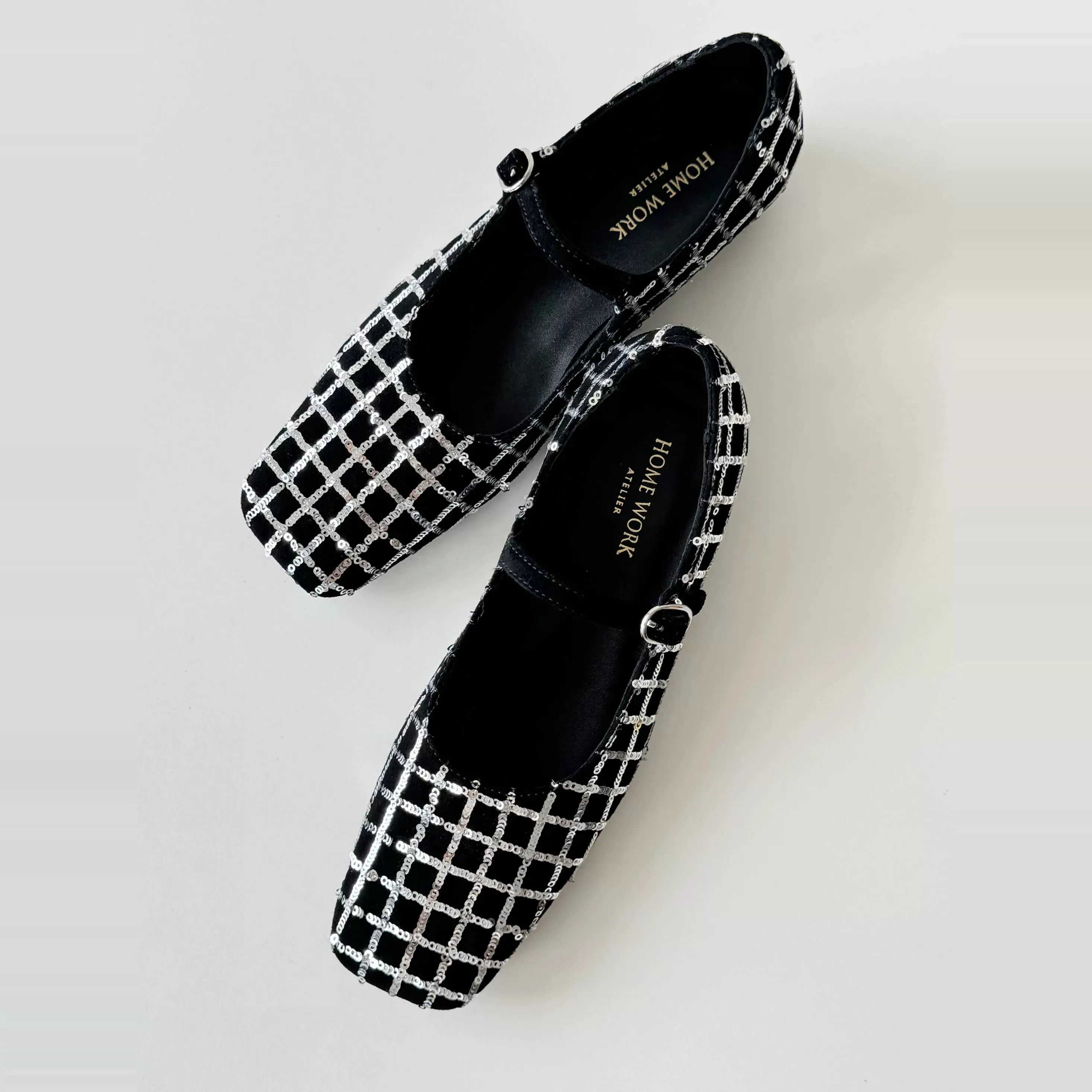 Checkered Sequin Mary Janes
