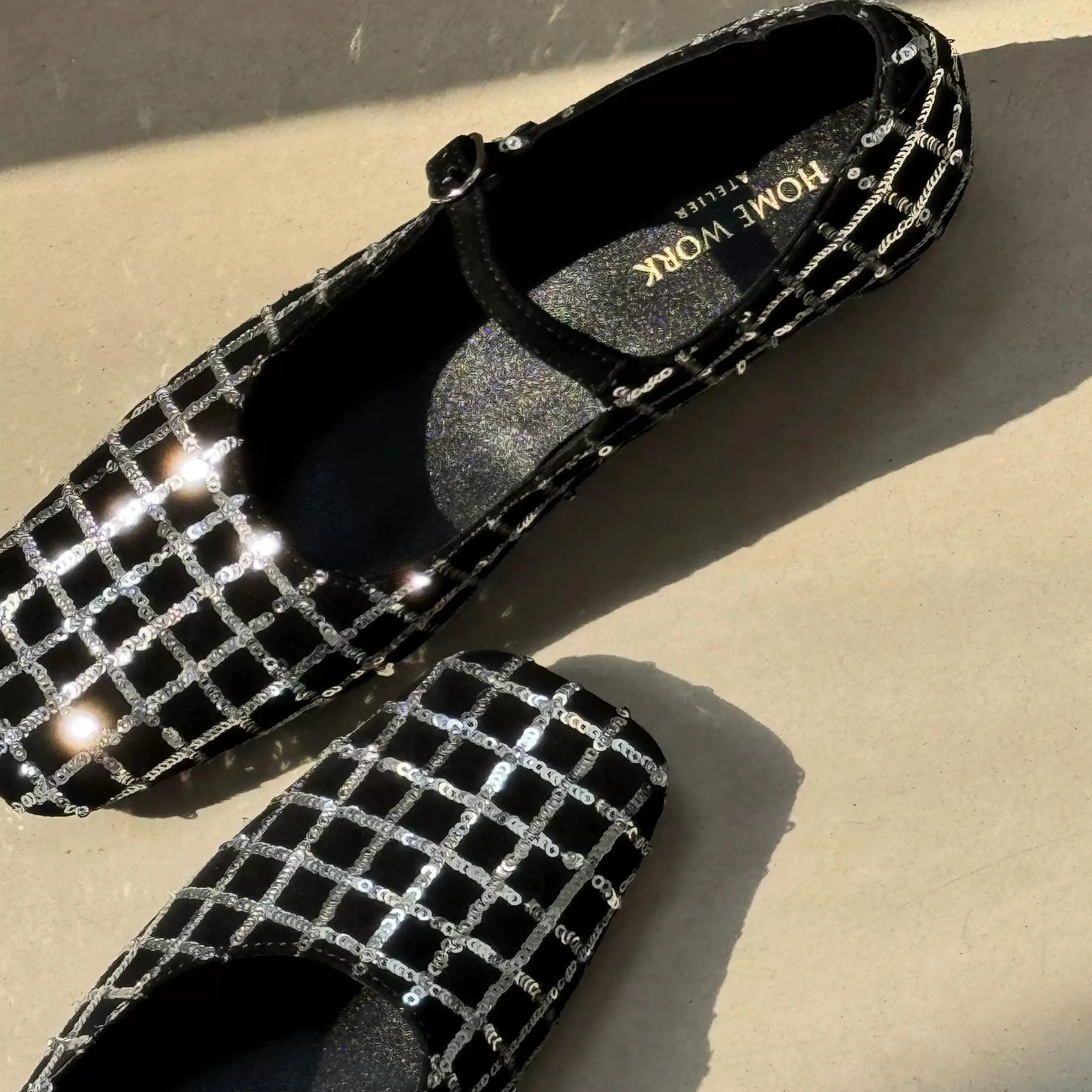 Checkered Sequin Mary Janes