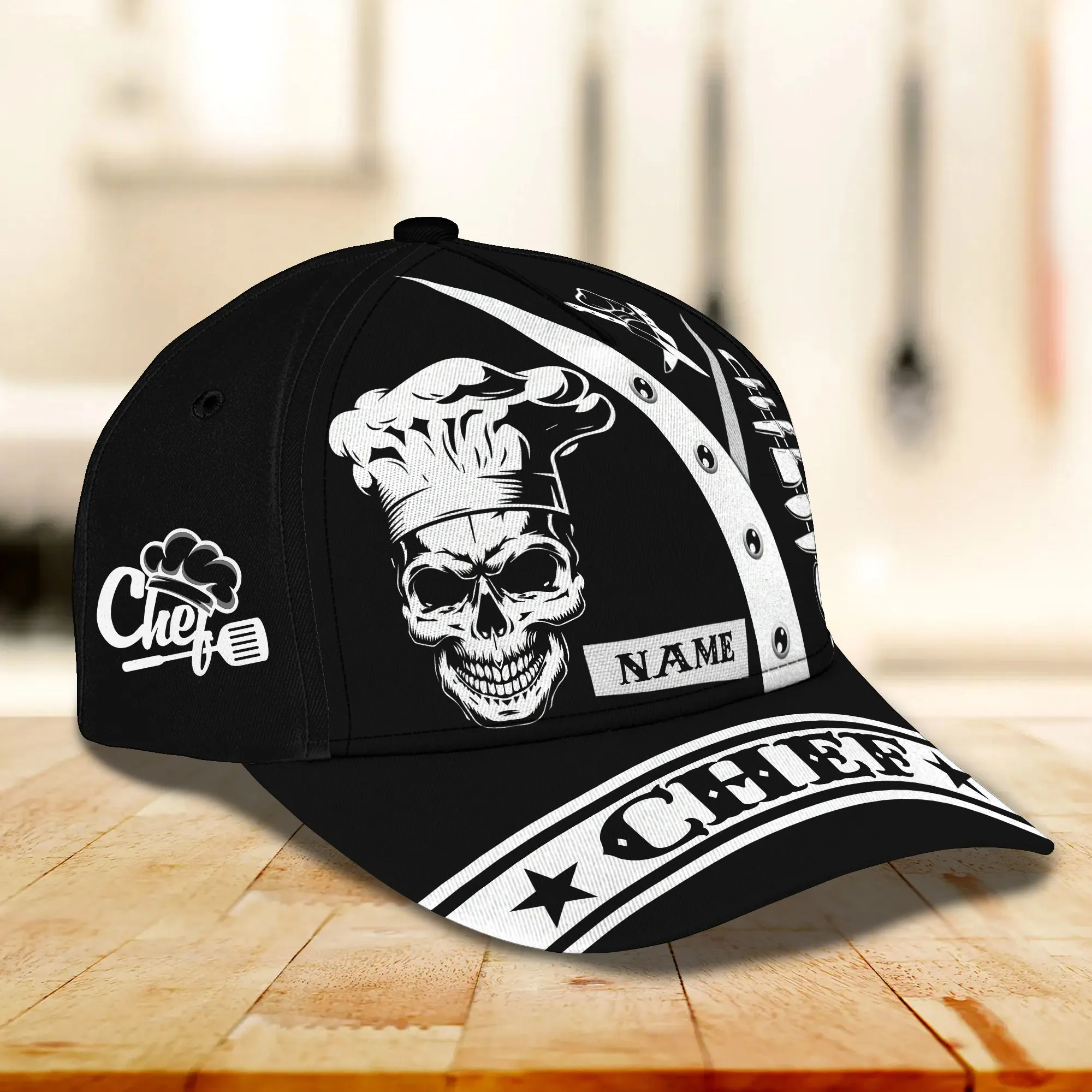 Chef & Skull 02 Hd98- Personalized Name Cap -Loop- Hd98 46