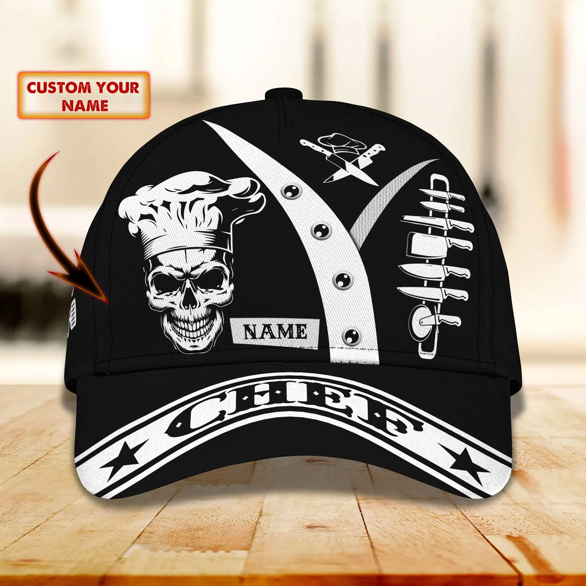 Chef & Skull 02 Hd98- Personalized Name Cap -Loop- Hd98 46