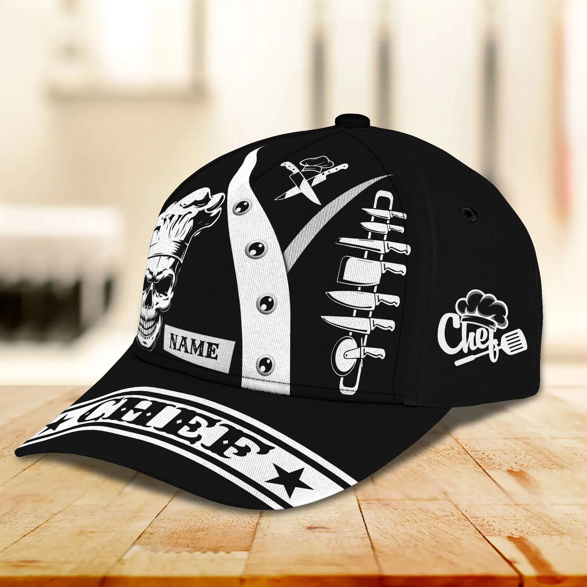 Chef & Skull 02 Hd98- Personalized Name Cap -Loop- Hd98 46