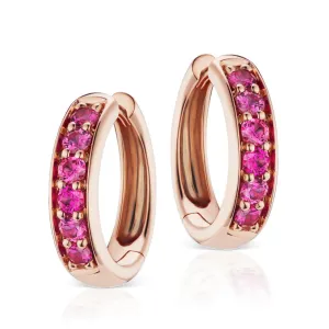 Cirque Classic Hoops with Round Hot Pink Sapphires