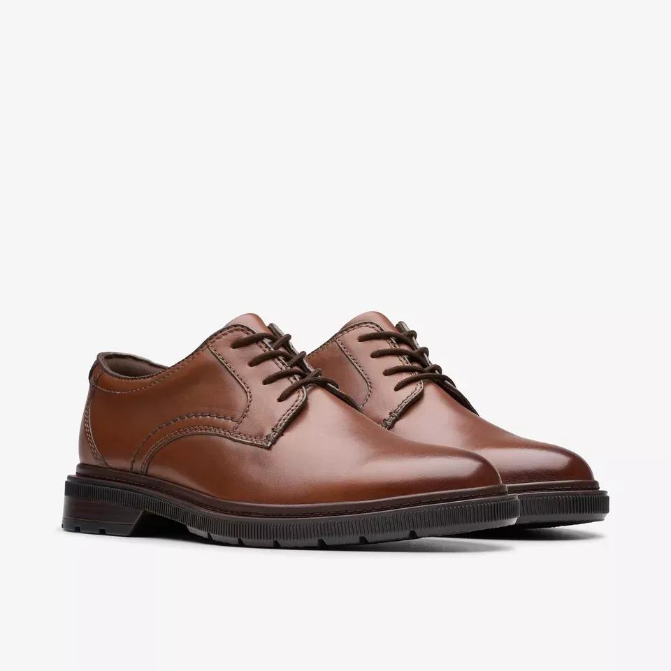 Clarks Men's Burchill Derby Dark Tan Leather