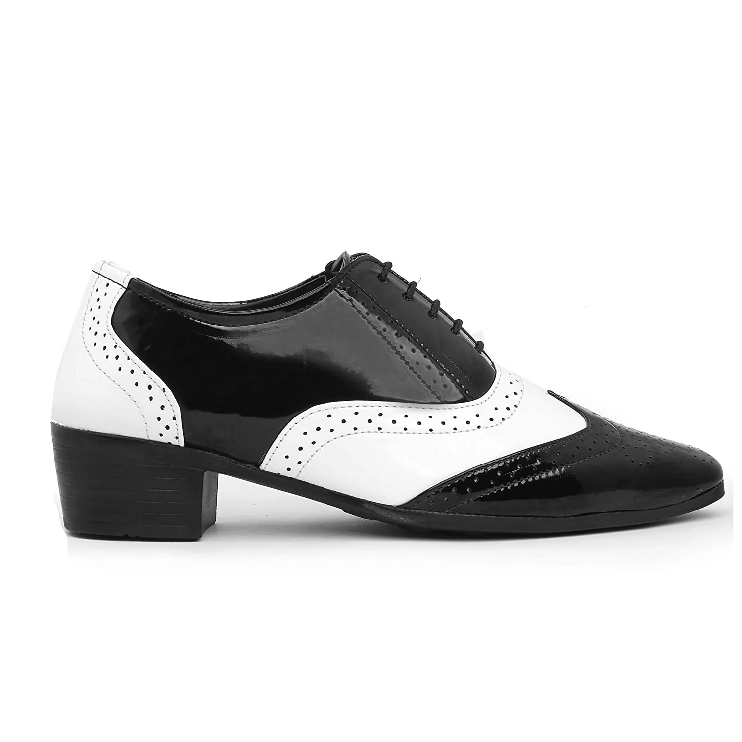 Classy Black And White Height Increasing Casual And Formal Oxford Lace-Up Shoes-Unique and Classy