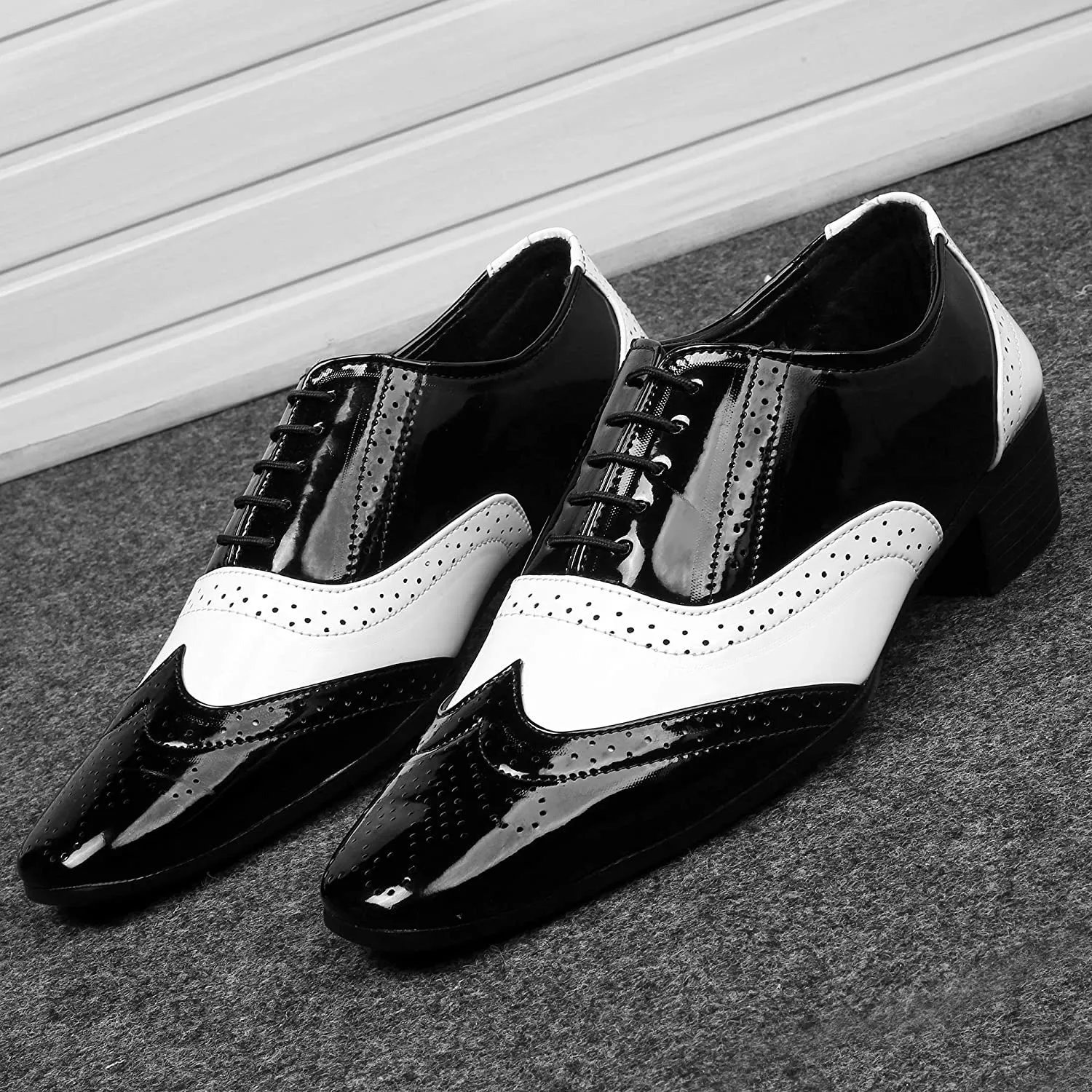 Classy Black And White Height Increasing Casual And Formal Oxford Lace-Up Shoes-Unique and Classy